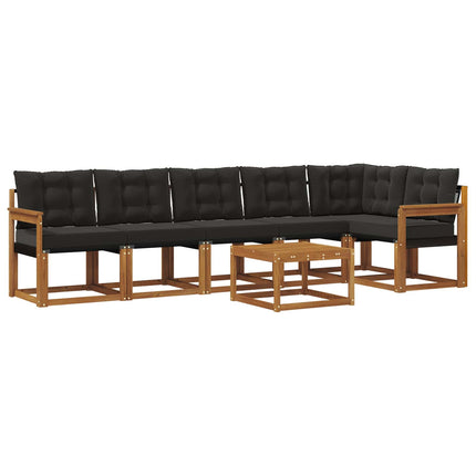 Utomhussoffset med kudde 7 pcs Naturlig och svart