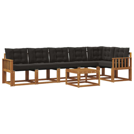 Utomhussoffset med kudde 7 pcs Naturlig och svart