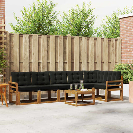 Utomhussoffset med kudde 7 pcs Naturlig och svart