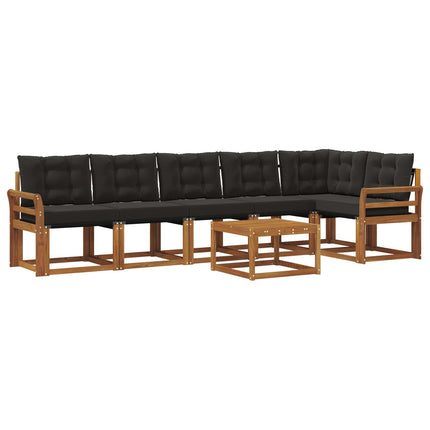 Utomhussoffset med kudde 7 pcs Naturlig och svart