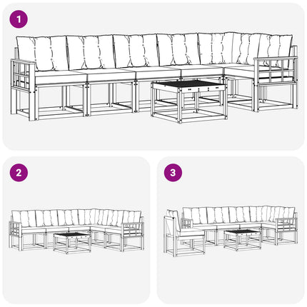 Utomhussoffset med kudde 7 pcs Naturlig och Grädde