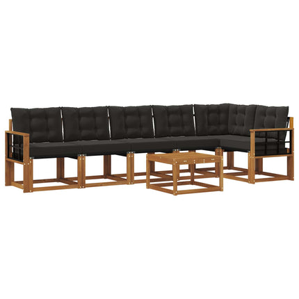 Utomhussoffset med kudde 7 pcs Naturlig och svart