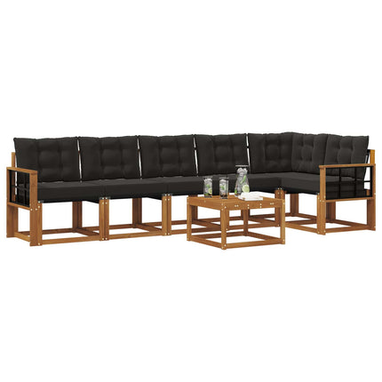 Utomhussoffset med kudde 7 pcs Naturlig och svart