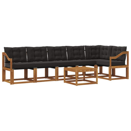 Utomhussoffset med kudde 7 pcs Naturlig och svart
