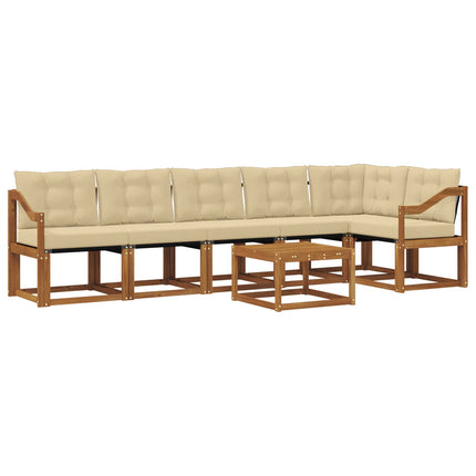 Utomhussoffset med kudde 7 pcs Naturlig och Beige