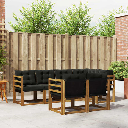 Utomhussoffset med kudde 7 pcs Naturlig och svart