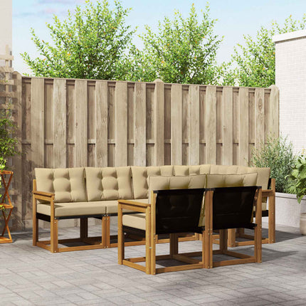 Utomhussoffset med kudde 7 pcs Naturlig och Beige