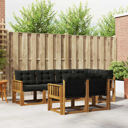Utomhussoffset med kudde 7 pcs Naturlig och svart