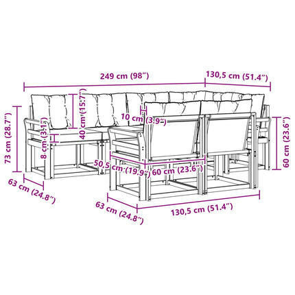 Utomhussoffset med kudde 7 pcs Naturlig och Beige