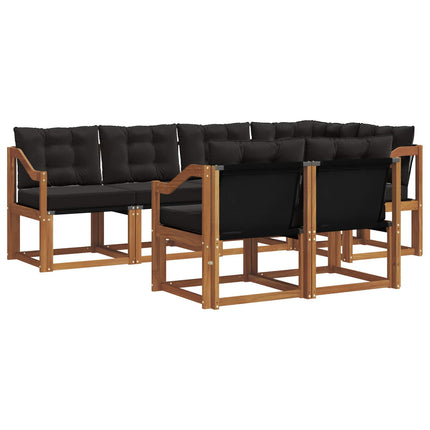 Utomhussoffset med kudde 7 pcs Naturlig och svart