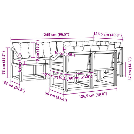 Utomhussoffset med kudde 7 pcs Naturlig och svart