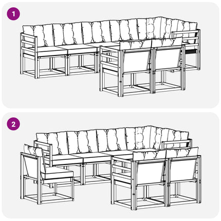 Utomhussoffset med kudde 8 pcs Naturlig och Ljus Grå