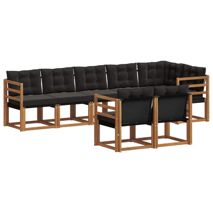 Utomhussoffset med kudde 8 pcs Naturlig och svart