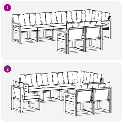 Utomhussoffset med kudde 8 pcs Naturlig och Ljus Grå