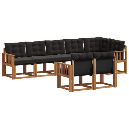 Utomhussoffset med kudde 8 pcs Naturlig och svart