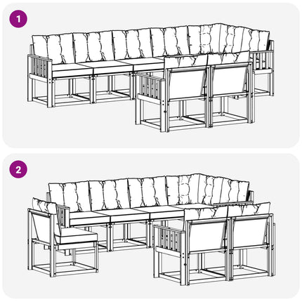 Utomhussoffset med kudde 8 pcs Naturlig och Beige