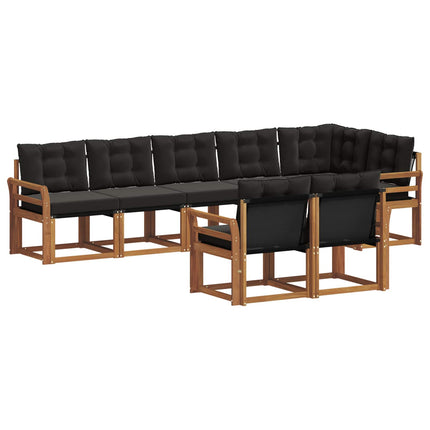 Utomhussoffset med kudde 8 pcs Naturlig och svart