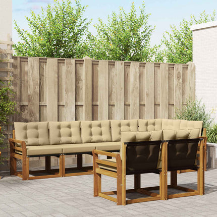 Utomhussoffset med kudde 8 pcs Naturlig och Beige