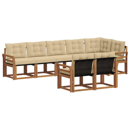 Utomhussoffset med kudde 8 pcs Naturlig och Beige