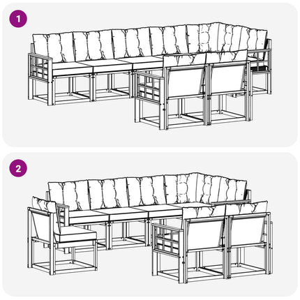 Utomhussoffset med kudde 8 pcs Naturlig och Grädde
