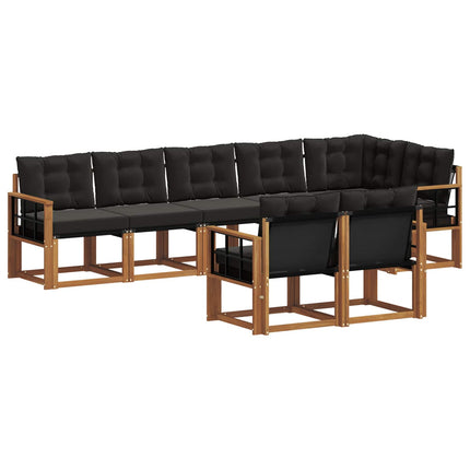 Utomhussoffset med kudde 8 pcs Naturlig och svart