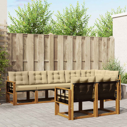 Utomhussoffset med kudde 8 pcs Naturlig och Beige