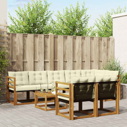 Utomhussoffset med kudde 9 pcs Naturlig och Grädde