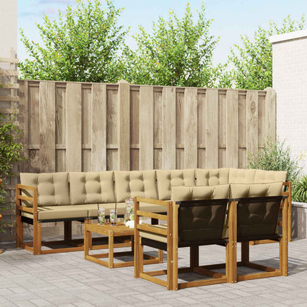 Utomhussoffset med kudde 9 pcs Naturlig och Beige