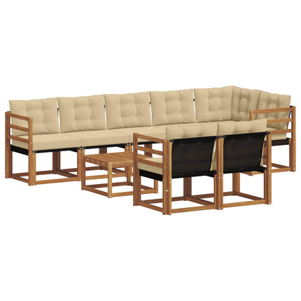 Utomhussoffset med kudde 9 pcs Naturlig och Beige