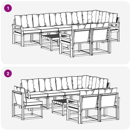 Utomhussoffset med kudde 9 pcs Naturlig och Grädde
