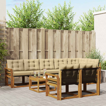 Utomhussoffset med kudde 9 pcs Naturlig och Beige