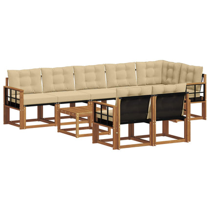 Utomhussoffset med kudde 9 pcs Naturlig och Beige