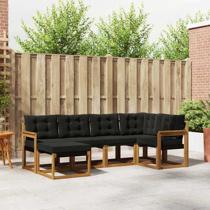 Utomhussoffset med kudde 6 pcs Naturlig och svart