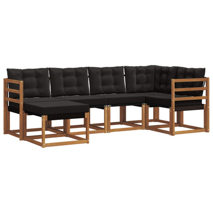 Utomhussoffset med kudde 6 pcs Naturlig och svart