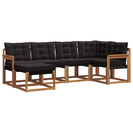 Utomhussoffset med kudde 6 pcs Naturlig och svart
