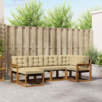 Utomhussoffset med kudde 6 pcs Naturlig och Beige