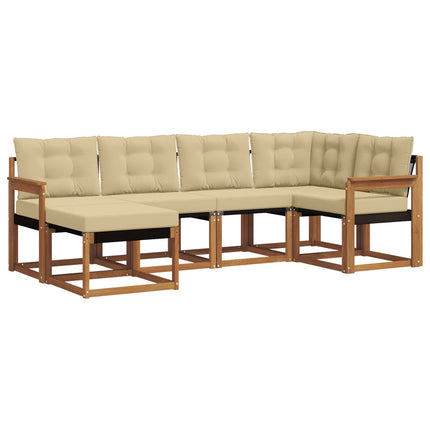Utomhussoffset med kudde 6 pcs Naturlig och Beige