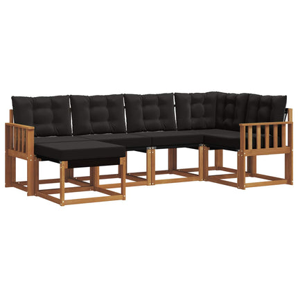 Utomhussoffset med kudde 6 pcs Naturlig och svart