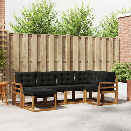 Utomhussoffset med kudde 6 pcs Naturlig och svart