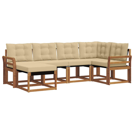 Utomhussoffset med kudde 6 pcs Naturlig och Beige