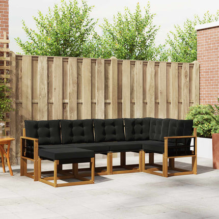 Utomhussoffset med kudde 6 pcs Naturlig och svart