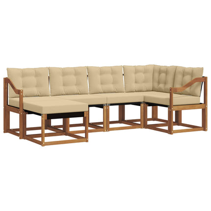 Utomhussoffset med kudde 6 pcs Naturlig och Beige