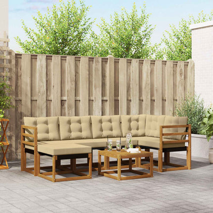 Utomhussoffset med kudde 7 pcs Naturlig och Beige
