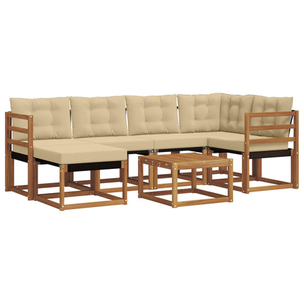 Utomhussoffset med kudde 7 pcs Naturlig och Beige