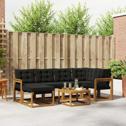 Utomhussoffset med kudde 7 pcs Naturlig och svart