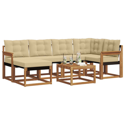 Utomhussoffset med kudde 7 pcs Naturlig och Beige