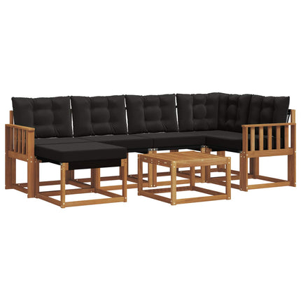 Utomhussoffset med kudde 7 pcs Naturlig och svart