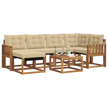 Utomhussoffset med kudde 7 pcs Naturlig och Beige