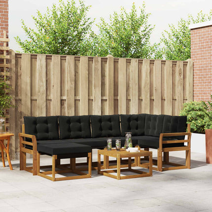 Utomhussoffset med kudde 7 pcs Naturlig och svart