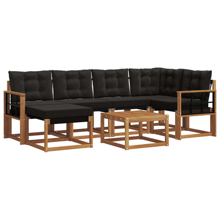 Utomhussoffset med kudde 7 pcs Naturlig och svart